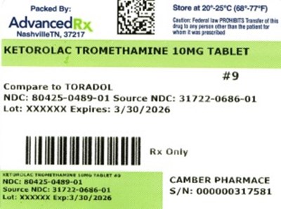 Ketorolac Tromethamine #9 - Ketorolac Tromethamine 10mg 80425 0489 01